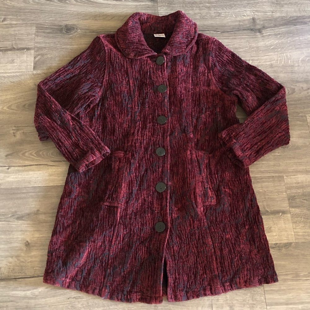 VINTAGE textured velvet button up jacket size S - Picture 1 of 10